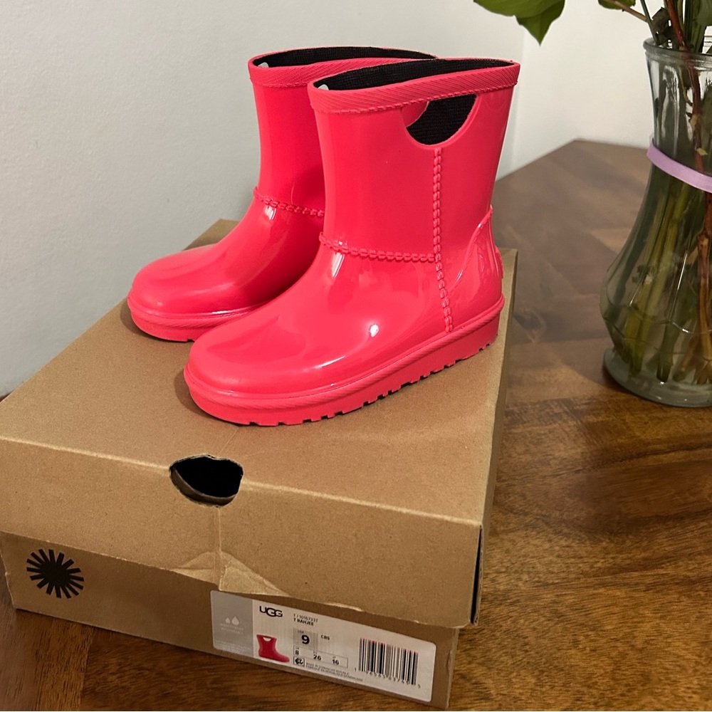 UGG Pink Rain Boots Size 9 US